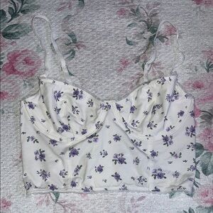 Floral Purple and White Women's Corset Top